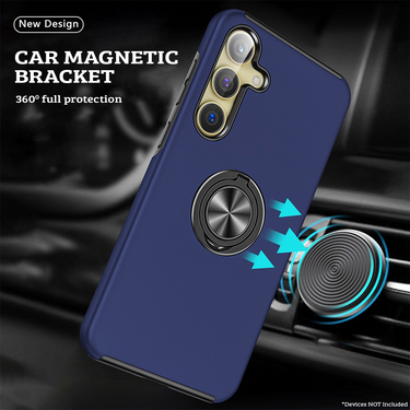 Samsung Galaxy S21 Ultra Compatible Case Cover With Shockproof And Magnetic Ring Holder - Navy